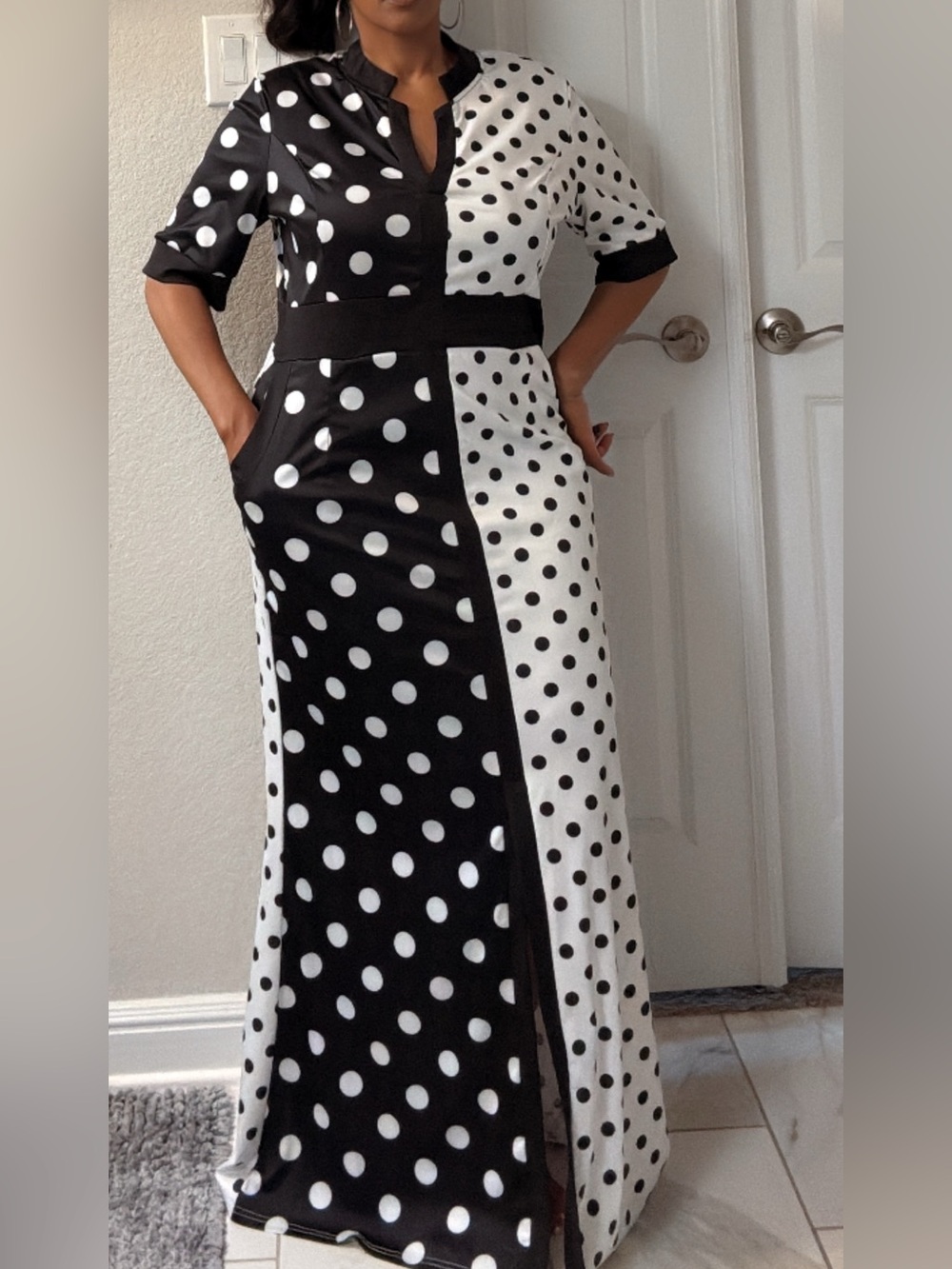 Black & White Polka Dot Maxi Dress